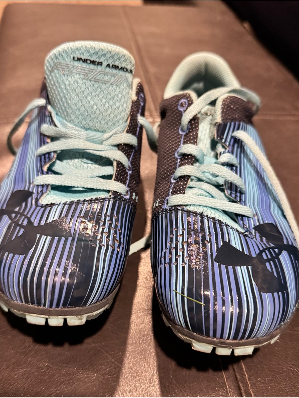 Under Armour Navy and Light Blue Women’s Track Spikes Athletic Sneakers